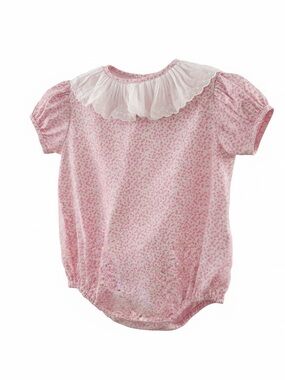 Red Beans Baby Pink Floral Bubble Onesie Outfit - 12 months - EUC